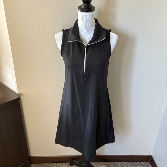 Lulu-B Womens Athletic Dress Collared Black Stretchy UPF 50+ Small - Picture 2 of 5